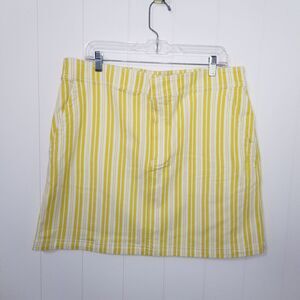 LOFT Skirt Women's Size 14 Striped Yellow White Pockets New